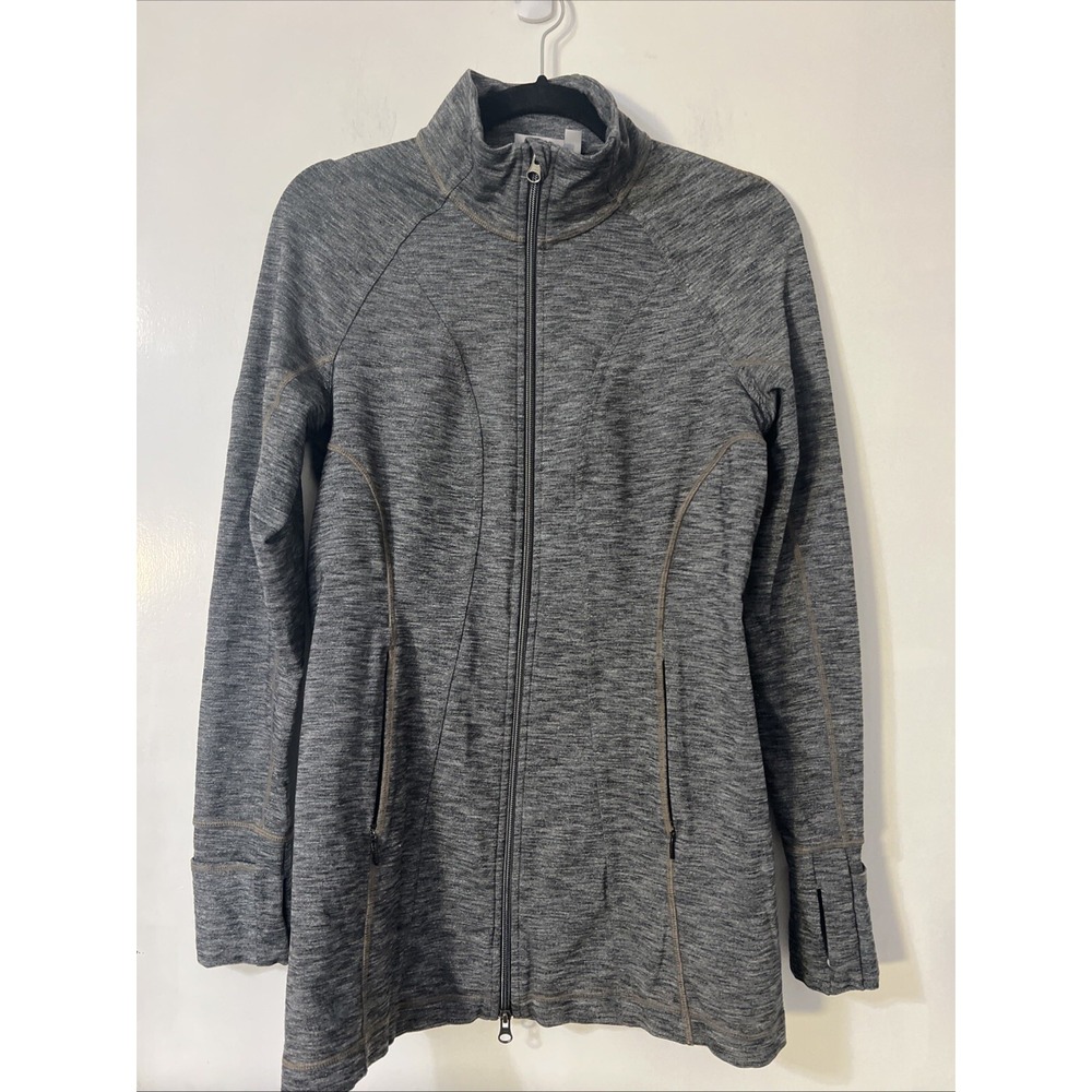 Athleta Jacket Womens M Gray CYA Hope Stretch Full Zip Thumb Holes Athletic Run